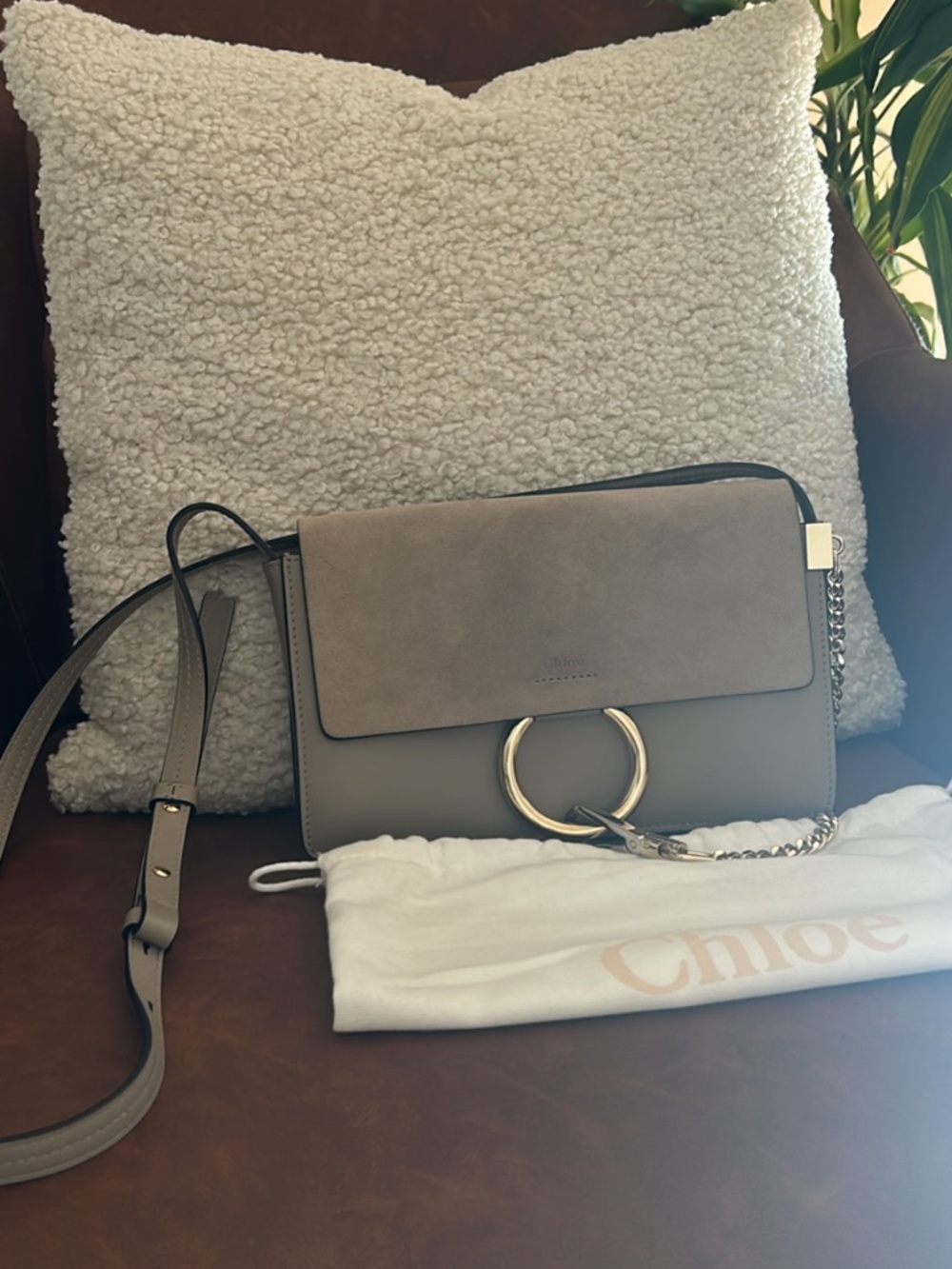CHLOE Small Faye Leather And Suede Crossbody Bag - Picture 2 of 6